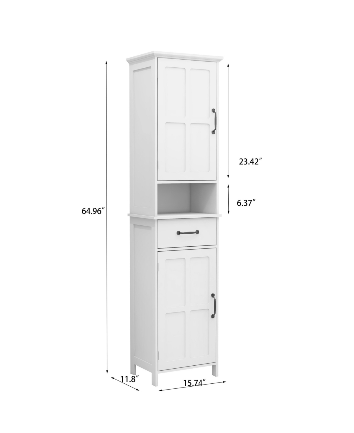 Airsurfer Slim Floor Standing Cabinet Double Door Narrow Tall Storage Cabinet for Bathroom Living Room or Bedroom Organizer