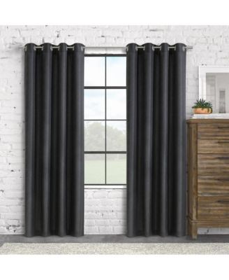 Abstract Light Filtering Exclusive Geometric Jacquard Grommet Curtain Panel 52" x 84" Charcoal