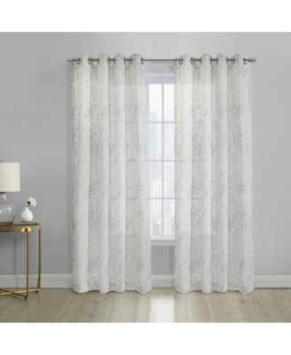 Valentina Sheer Window Treatment Tone on Tone Motif Grommet Curtain Panel for Bedroom Livingroom 52" x 108" Grey