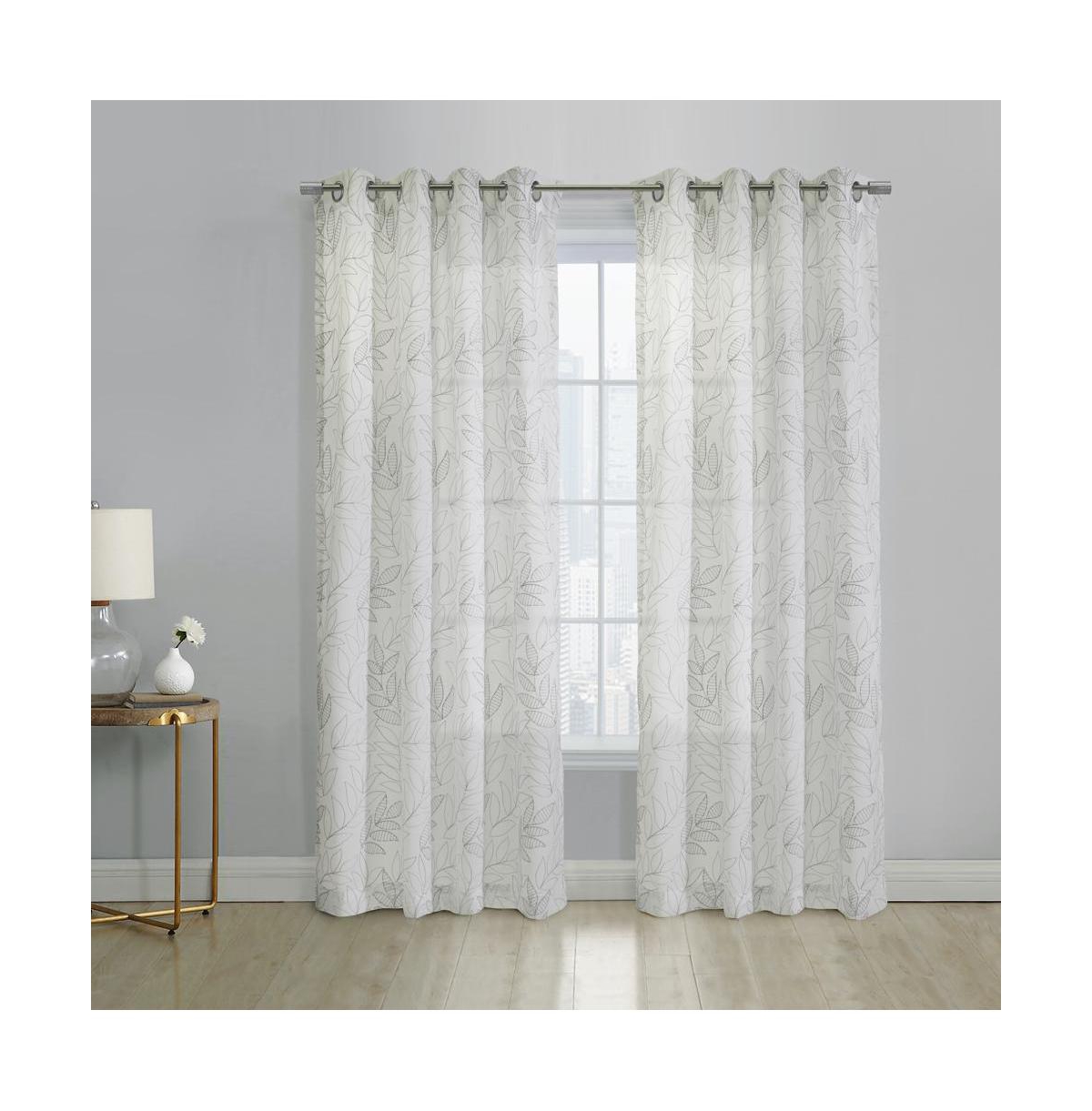 Habitat Valentina Sheer Window Treatment Tone on Tone Motif Grommet Curtain Panel for Bedroom Livingroom 52" x 108
