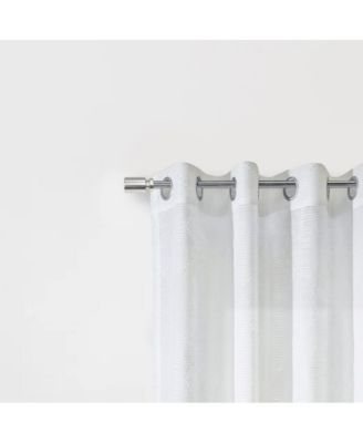 Diamante Sheer Grommet Exclusive Embroidered Diamond Pattern Curtain Panel 52" x 95" White