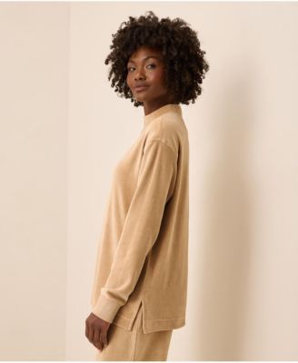 Women's Organic Cotton Velour Mock Neck Pullover