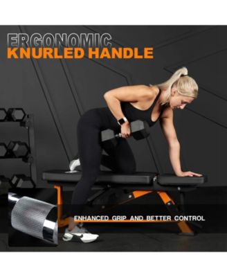 Rubber Hex Dumbbell Set with Rack - 550LB Capacity, Chrome Handles