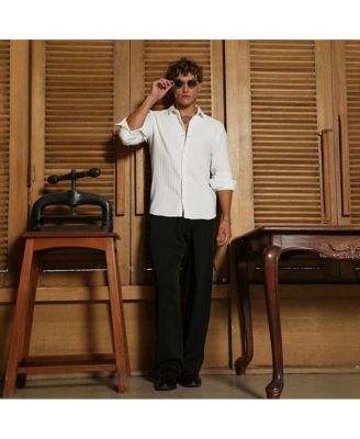 Men's Chalk White Chevron-Panel Tactile Shirt