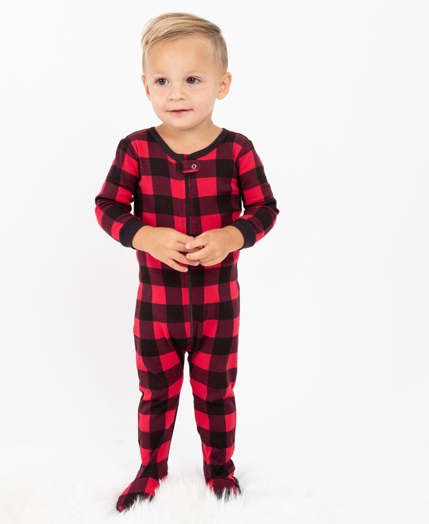 Baby Footed Cotton Plaid Holiday Pajamas