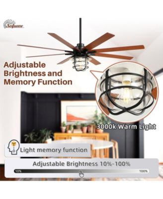66-inch Modern Black 8-Blade Ceiling Fans with Light Kit and Remote Control