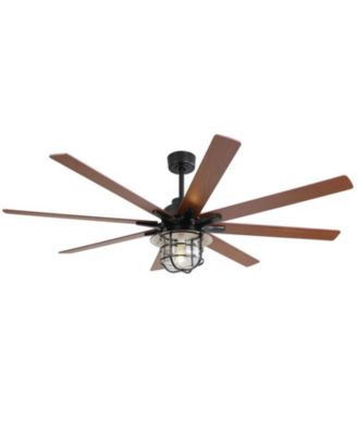 66-inch Modern Black 8-Blade Ceiling Fans with Light Kit and Remote Control