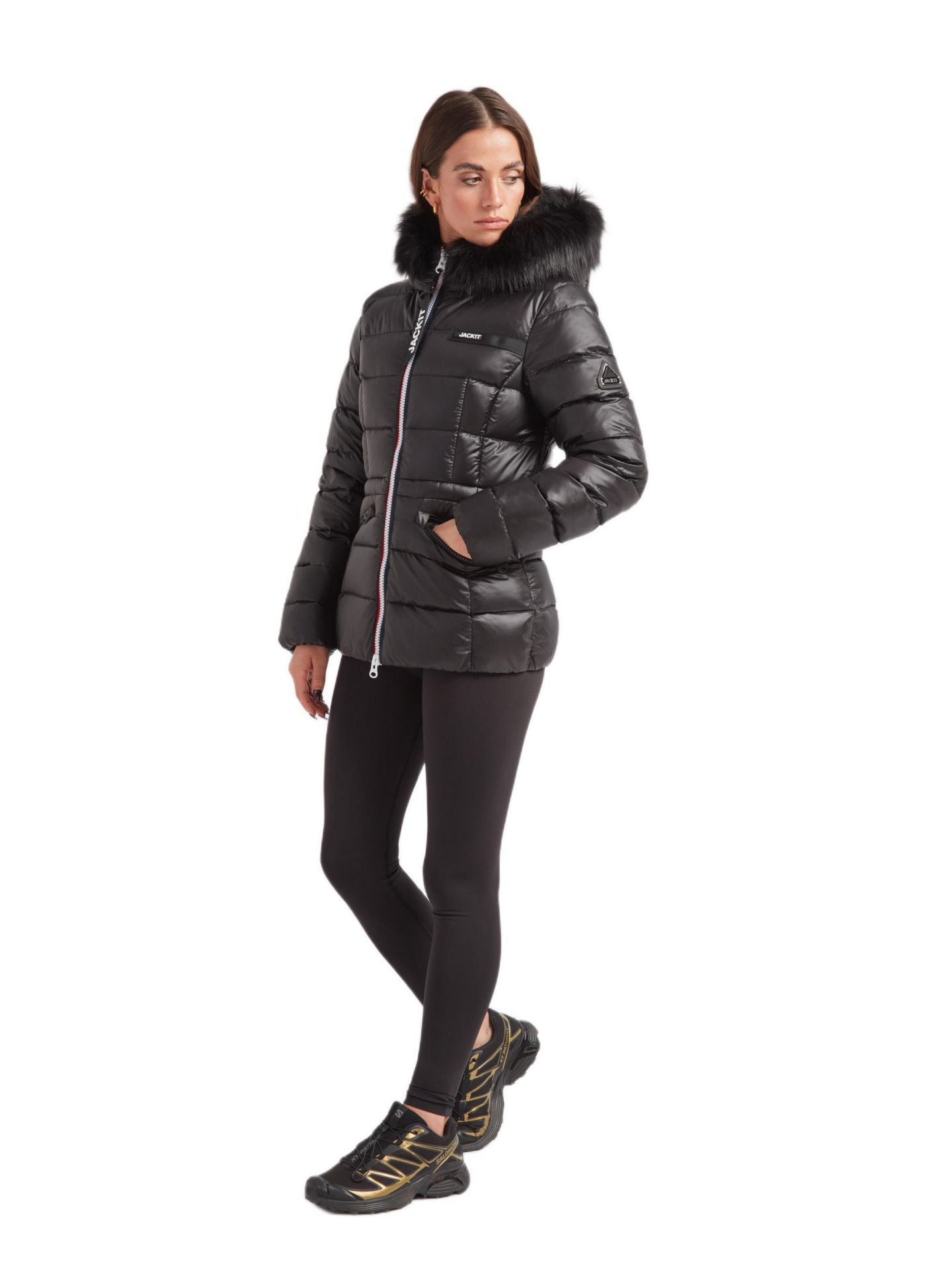 Женская куртка JACK1T R4D Faux Fur Tricolore Racer, цвет: Чёрный — фото 3