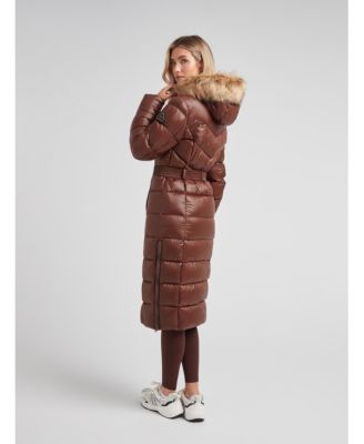 Women's Diamond Belted Extra Long Down Coat