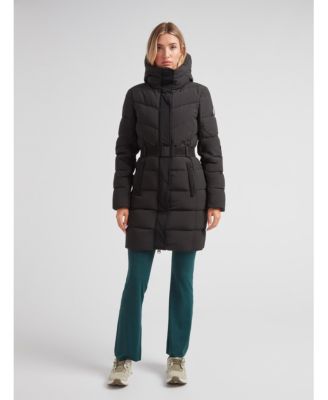 Women's Diamond Belted Hooded Down Coat