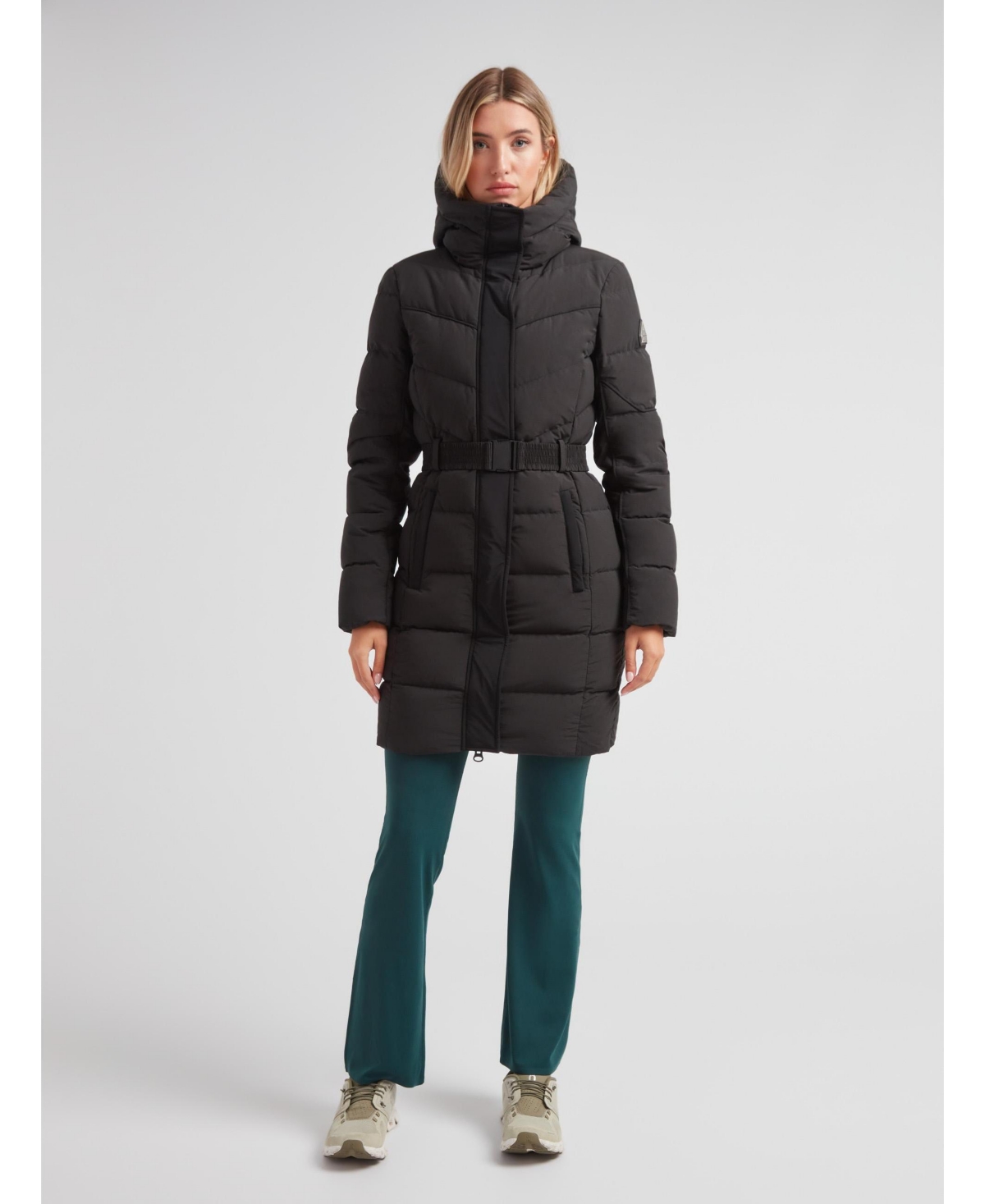 JACK1T Women's Diamond Belted Hooded Down Coat