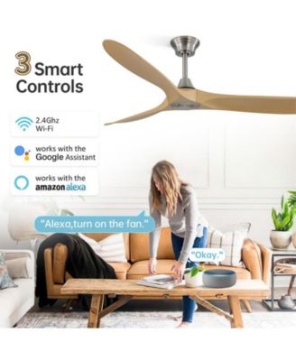 60-inch Modern Luxury Sand Nickel 3-Blade Ceiling Fans with Remote Control and Timer Function