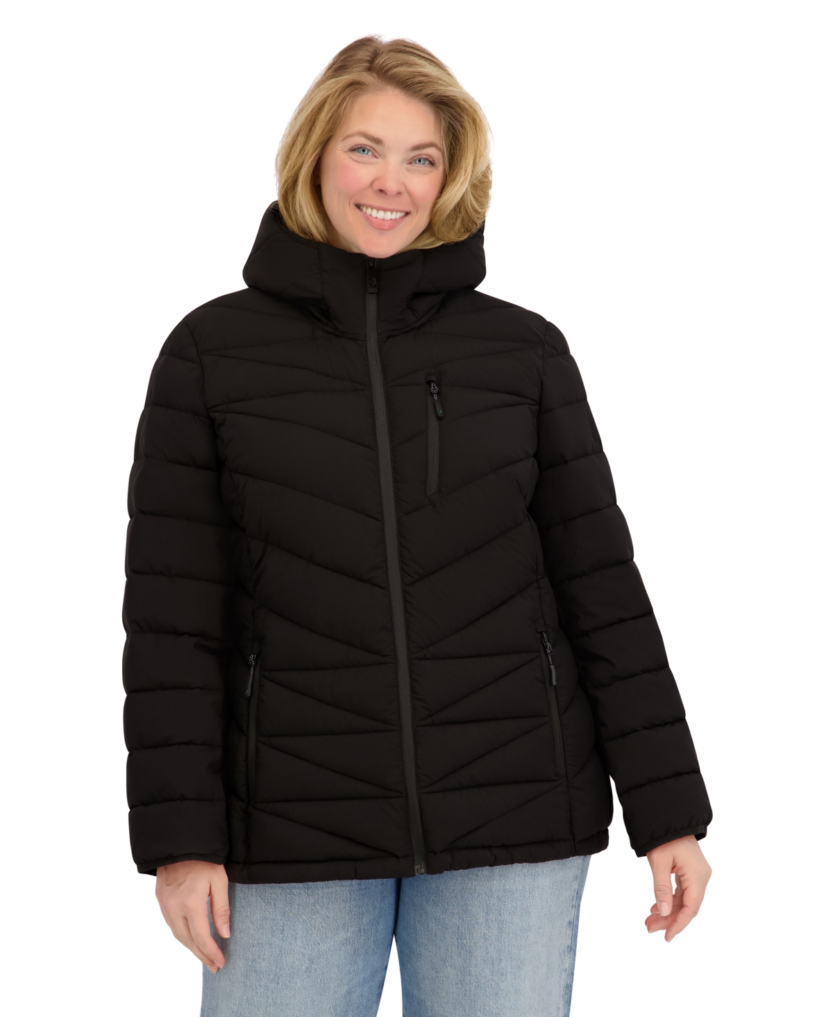 Nautica Plus Zip Front Short Packable Coat