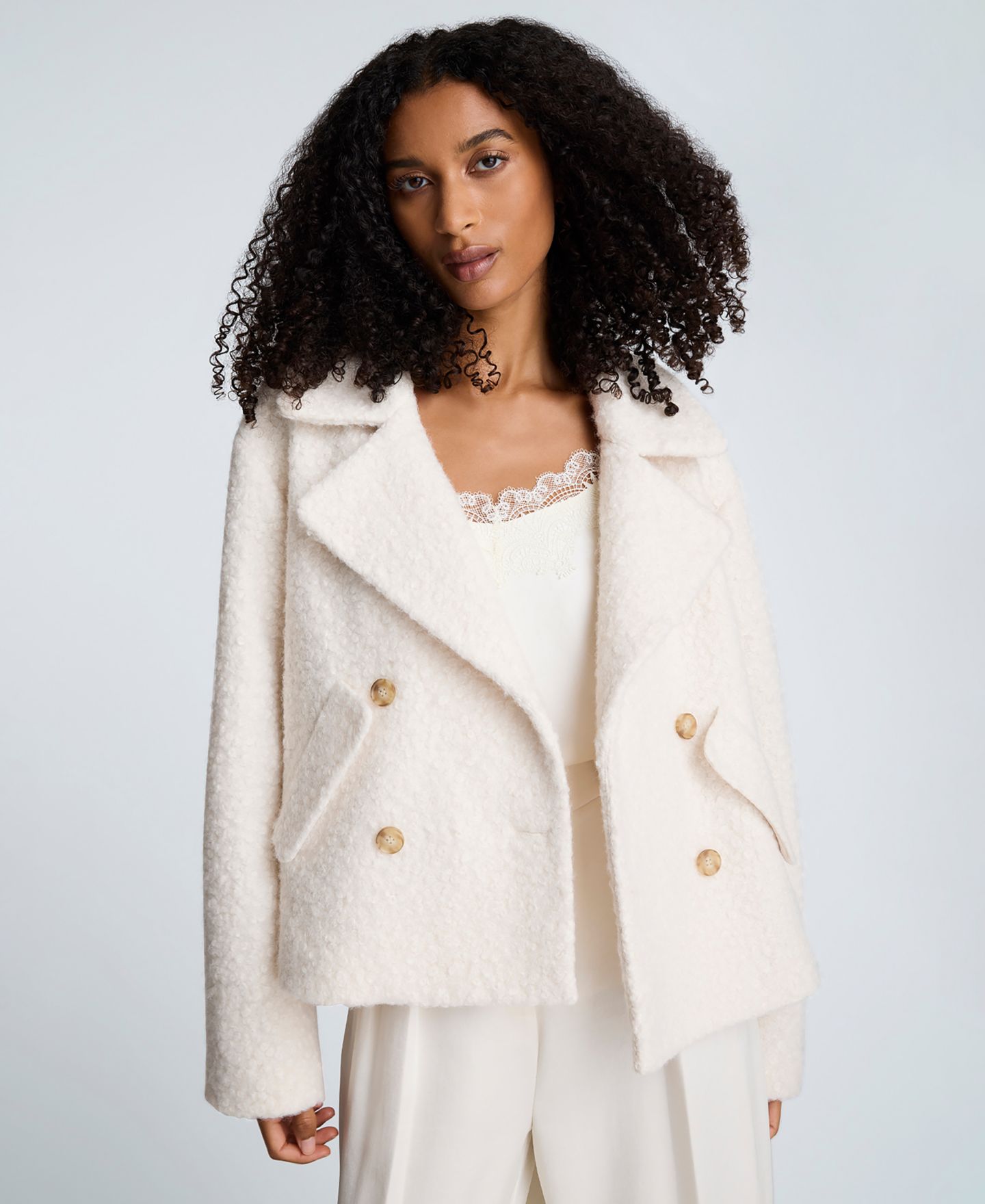 Женская куртка Kenneth Cole Cropped Double-Breasted Peacoat — фото 1