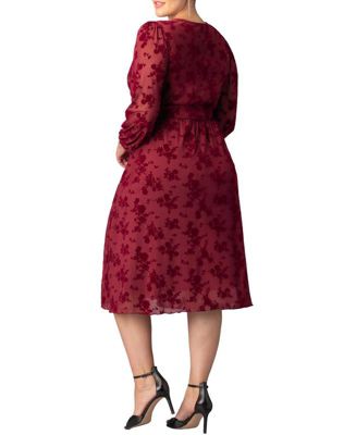 Plus Size Melanie Long Sleeve Mesh Midi Cocktail Dress
