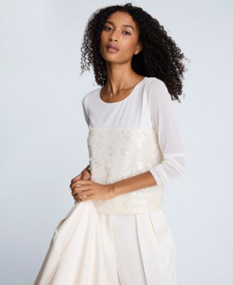 Women's Paillette Mesh Long-Sleeve Top