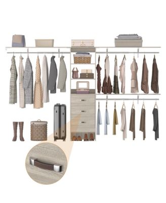 120&#39;&#39; Heavy Duty Closet Organizer System with 3 Wooden Drawers, 10FT Walk-in Closet Organizer with 3 Shelving Towers