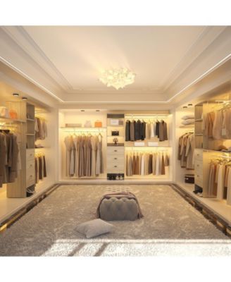 120&#39;&#39; Heavy Duty Closet Organizer System with 3 Wooden Drawers, 10FT Walk-in Closet Organizer with 3 Shelving Towers