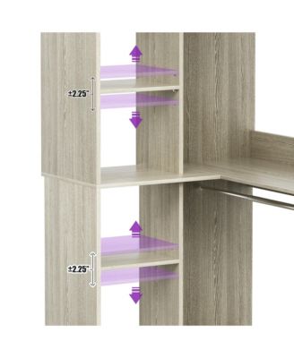 Freestanding Corner Closet System with 8 Shelves and 2 Hanging Rods, 36-Inch Closet Organizer for Bedroom