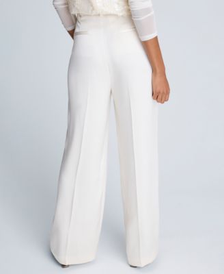 Women's Satin Double Pleated Wide Leg Pants