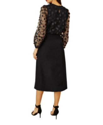 Women's Long Sleeve Sheer Floral Top