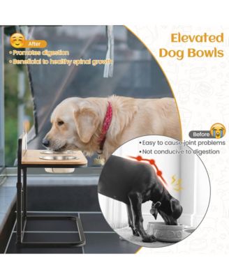 Elevated Dog Bowls 3 Adjustable Heights with 2 Stainless Steel Food Water Bowls