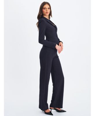 Women's Quinnie Navy Striped High-Waisted Straight Leg Pant