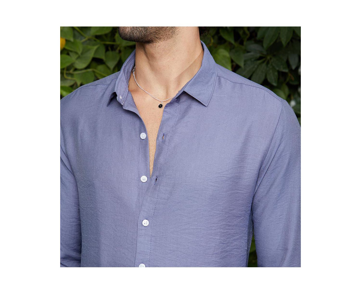 Men's Cornflower Blue Breezy Wrinked Relaxed Shirt