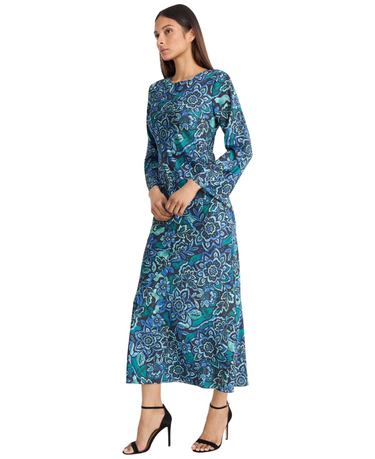 Donna Morgan Printed Long Sleeve Dress In Multi