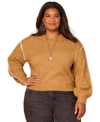 Democracy - Plus Size Long Blouson Sleeve Sweater