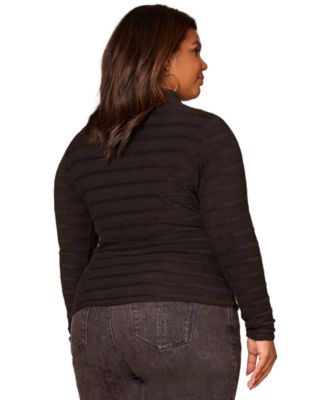 Plus Size Long-Sleeve Asymmetrical Side Ruching Top