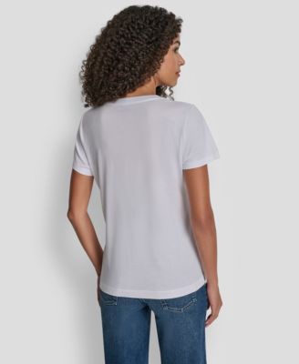 Women's Embellished Logo Detail Crew Neck T-Shirt