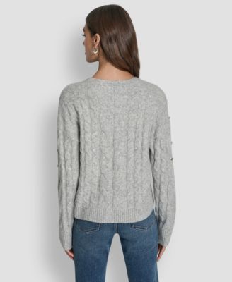 Women's Embellished Detail Long-Sleeve Sweater