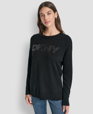 DKNY Jeans - Women's Logo Sequined Long-Sleeve Sweater