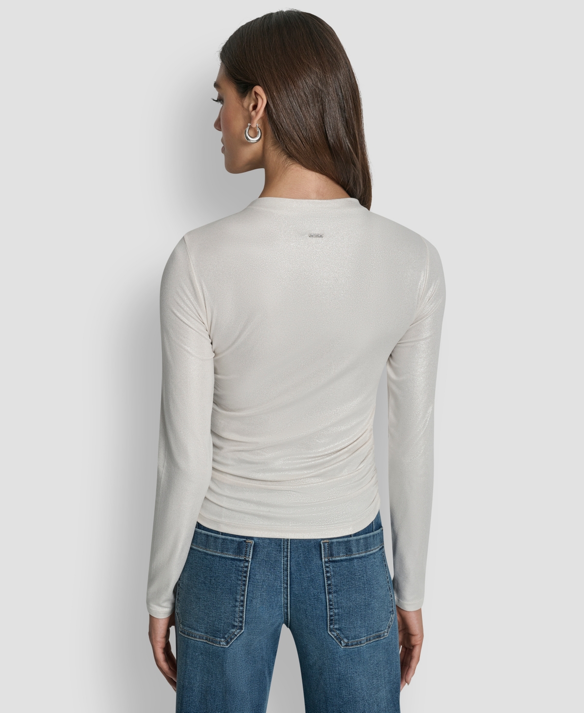 Dkny Jeans Women's Ruched Detail Long-Sleeve Top