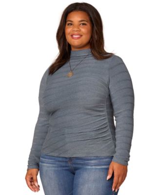 Plus Size Long-Sleeve Asymmetrical Side Ruching Top
