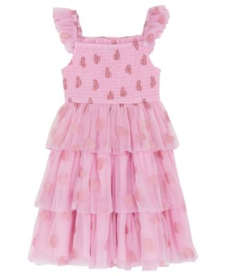 Girls 2T-6X Tiered Heart Glitter Mesh Dress