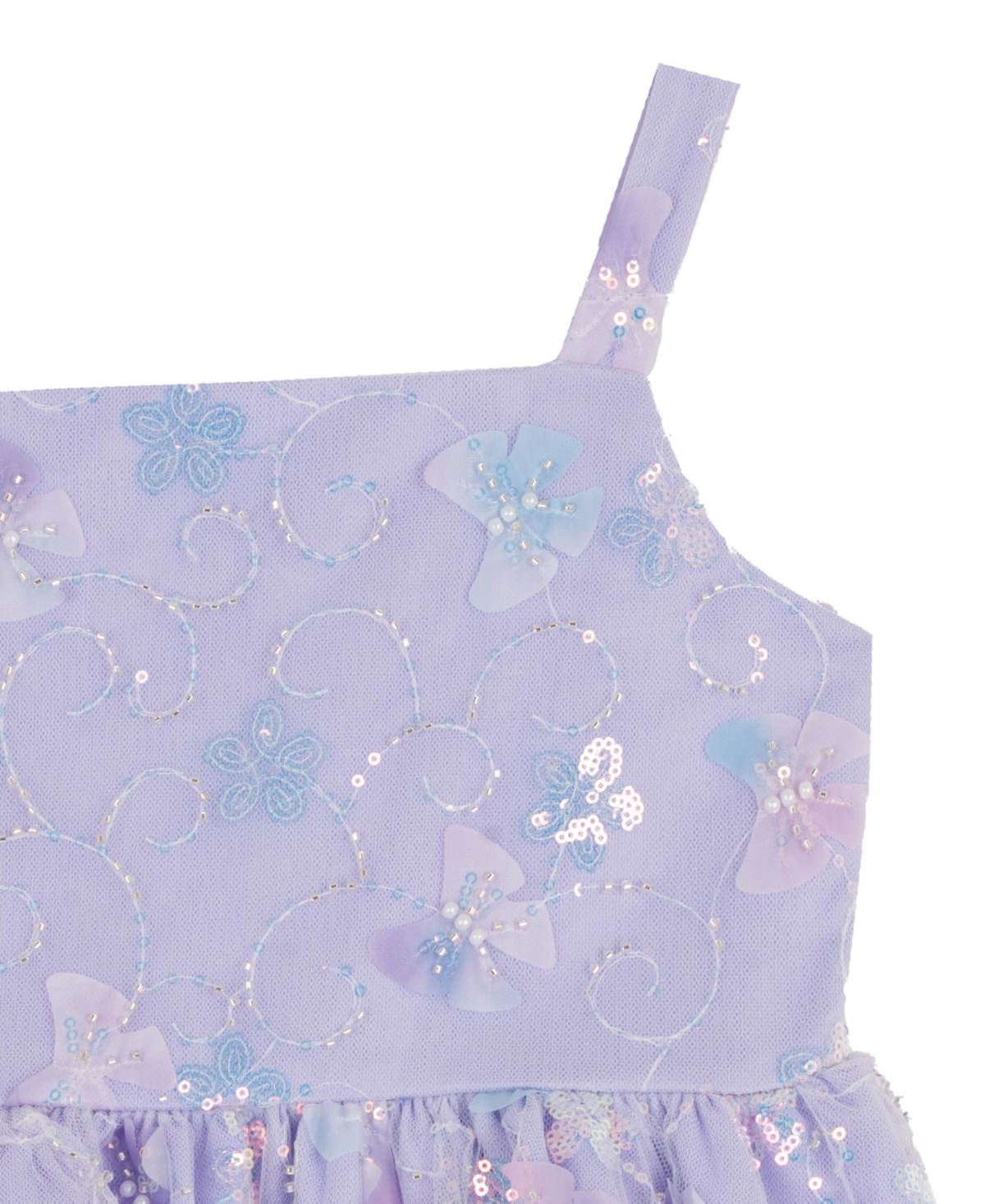 Rare Editions Girls 2T-6X All-Over Sequin and 3D Flowers Dress