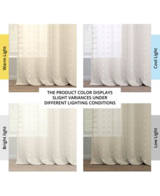 Geometric Patterned Faux Linen Sheer Curtain