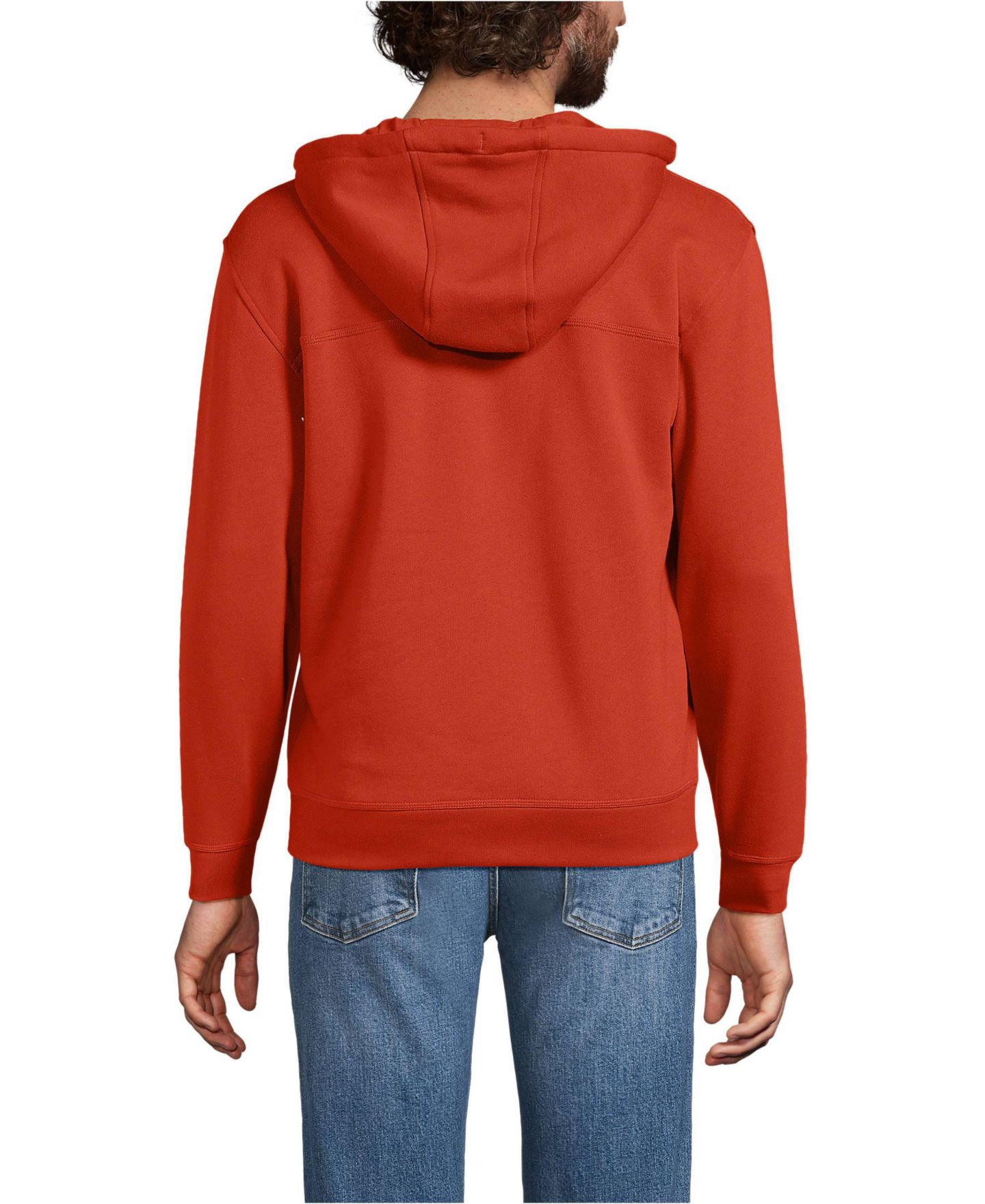 Мужское худи Lands' End Long Sleeve RainDefense Serious Sweats Full Zip, цвет: Bourbon — фото 2
