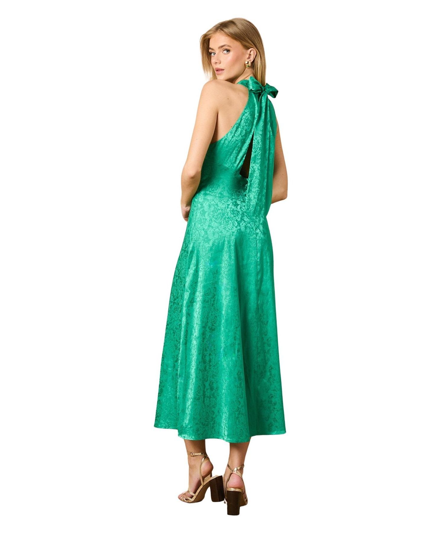 Women's Bias Halterneck Midi Dress