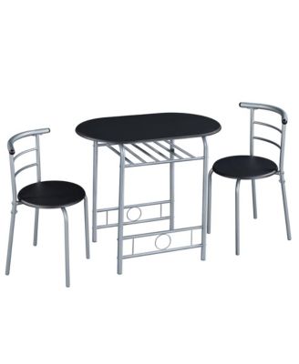 3-Piece Set, Metal Frame, Compact Dining Table with 2 Chairs