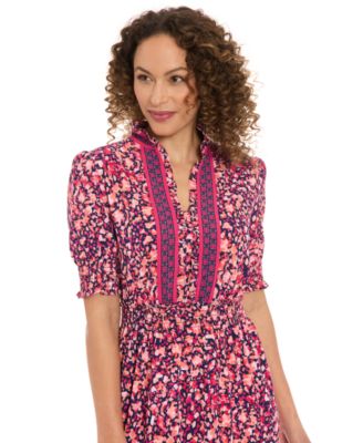 Women's Puff-Sleeve Tiered Maxi Dress