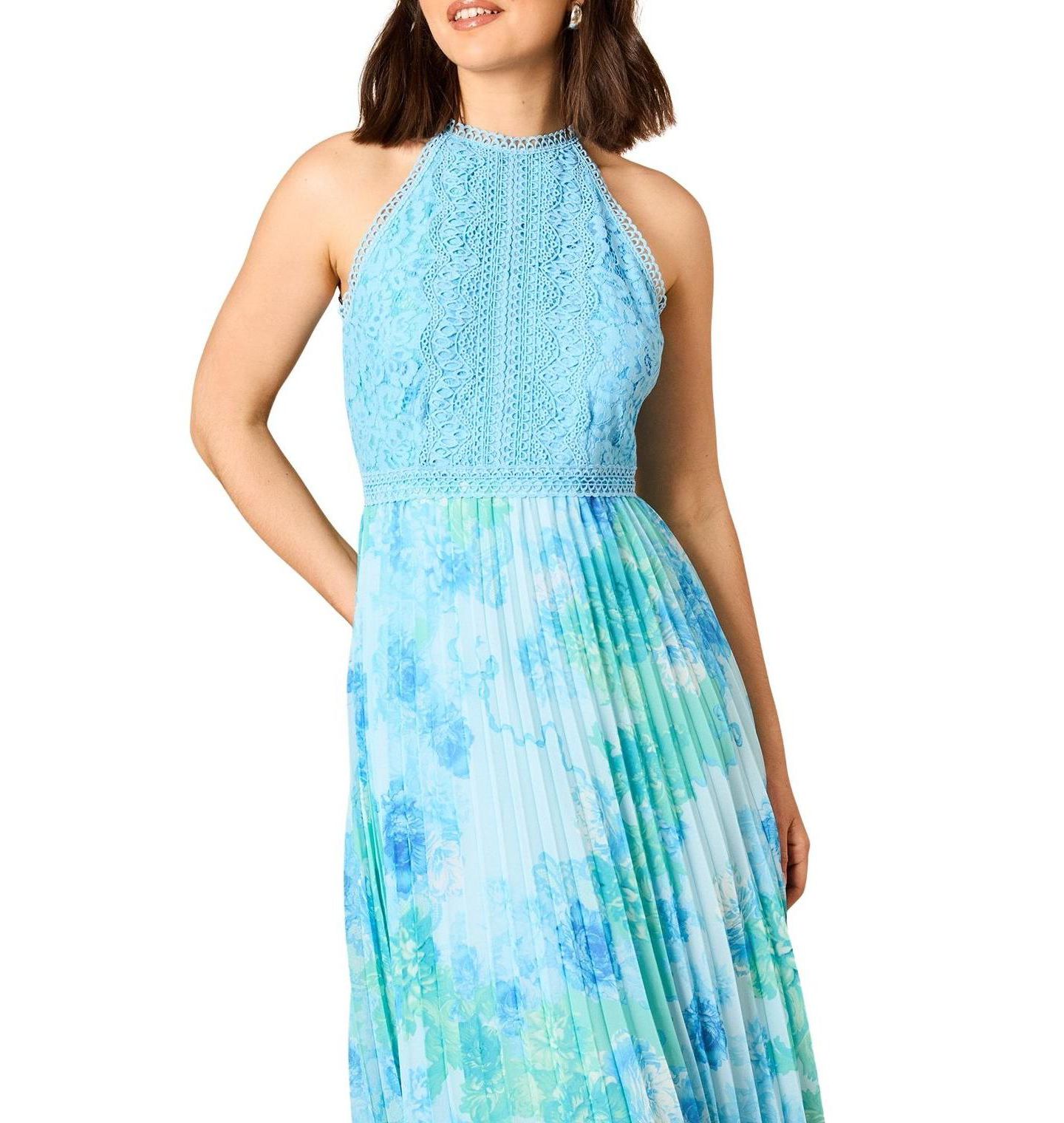 Женское платье Oasis Printed Lace Mix Halterneck Midi, цвет: С принтом — фото 5