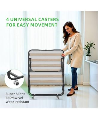 Portable Folding Bed with Mattress & Metal Frame for Easy Storage, 75"x 31"