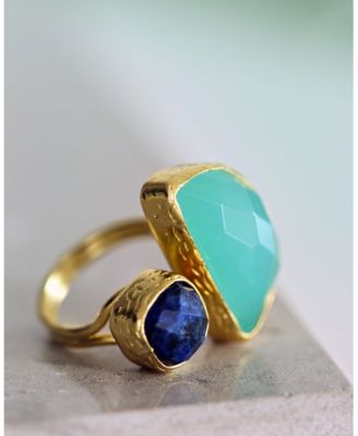 Avery Lapis and Aqua Chalcedony Cocktail Ring