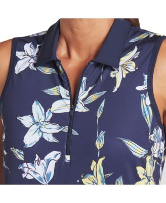 Mattr Lily Floral Womens Sleeveless Golf Polo