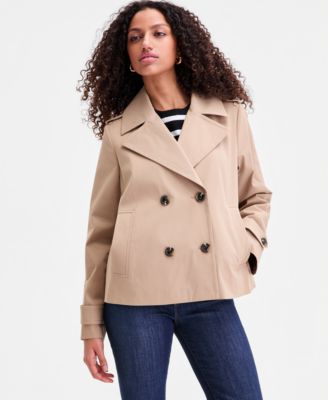 Petite Short Double-Breasted Trench Coat