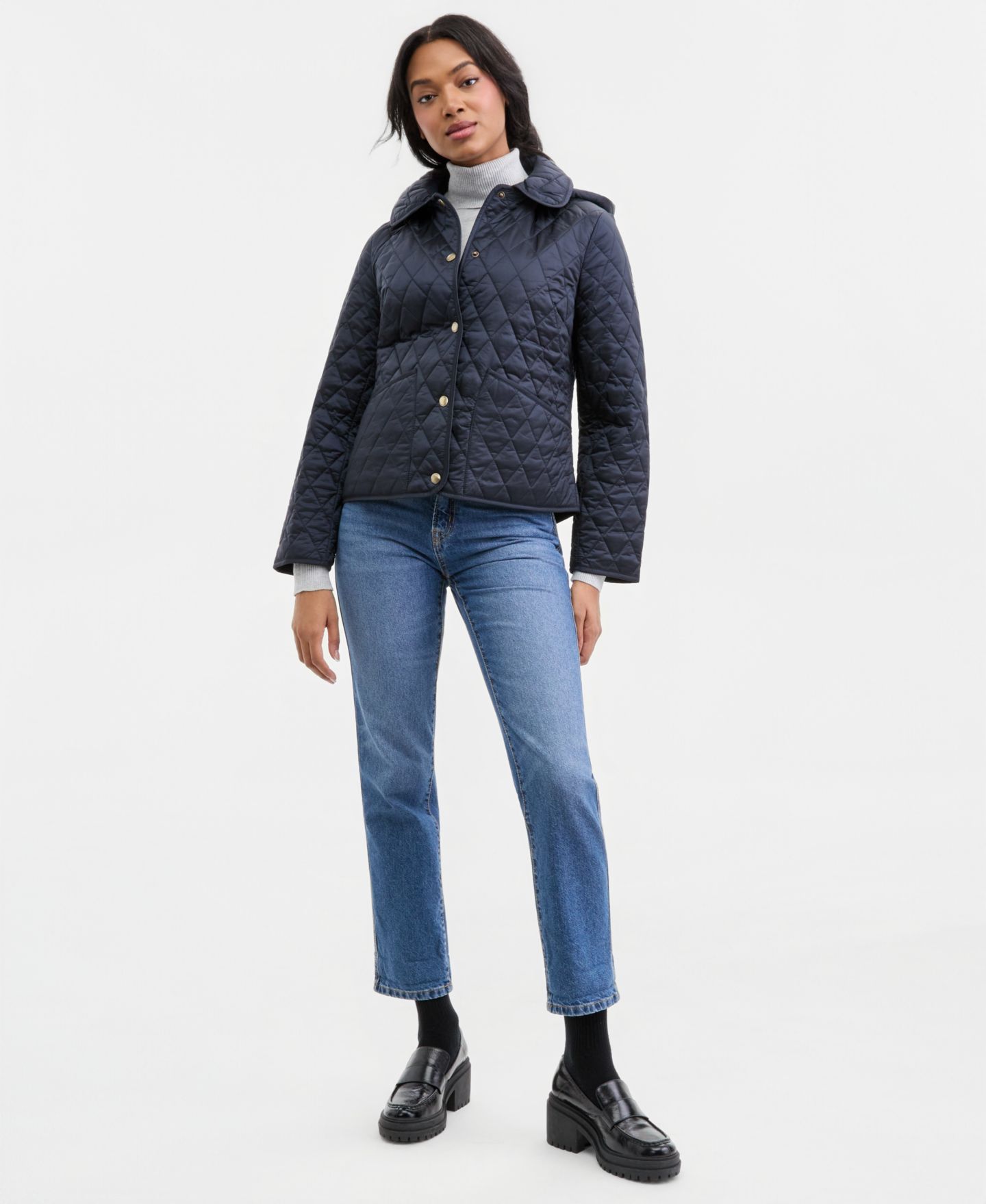 Женское пальто MICHAEL Michael Kors Short Hooded Quilted, цвет: Тёмно-синий — фото 2