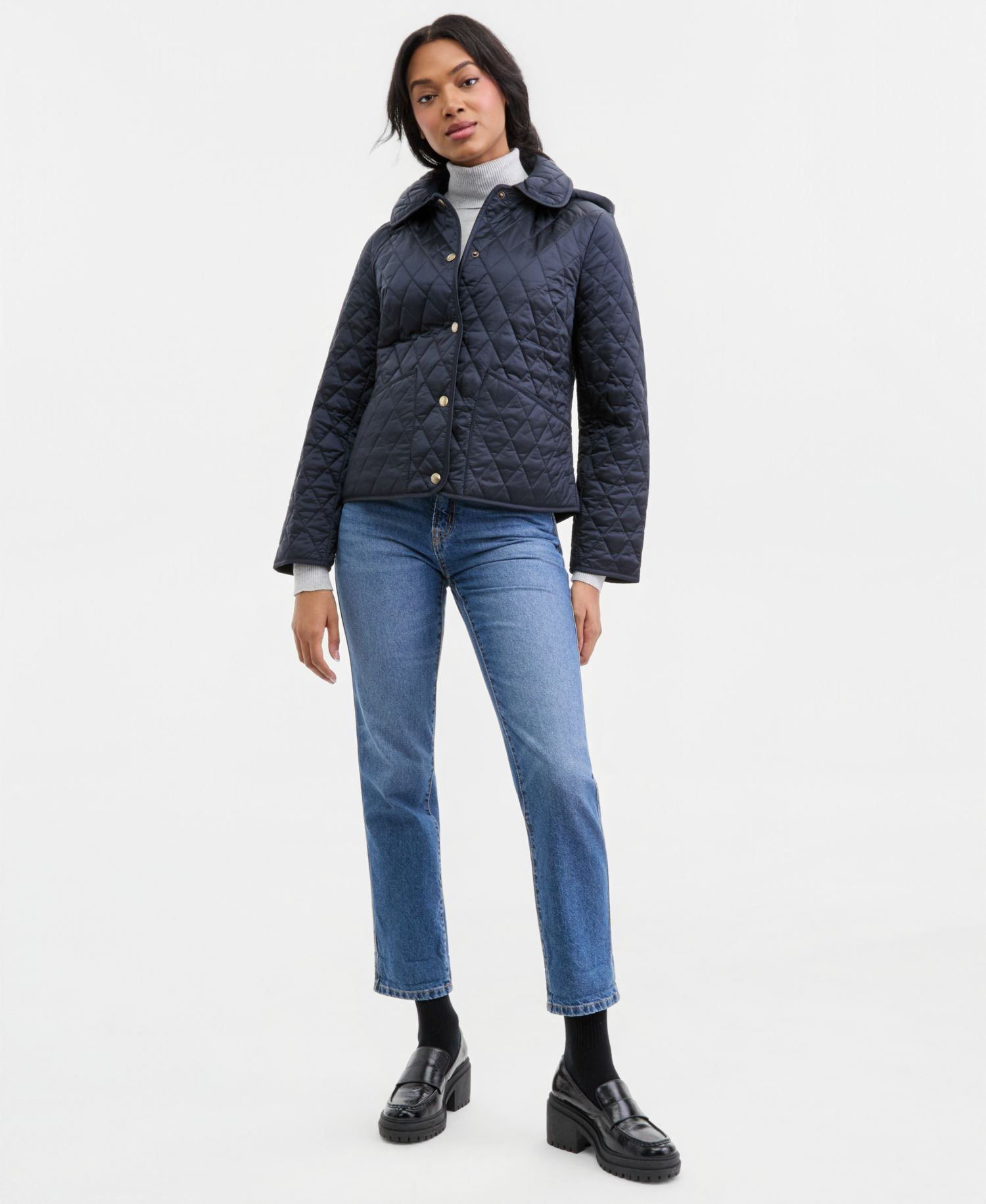 Michael Kors Petite Short Hooded Quilted Coat